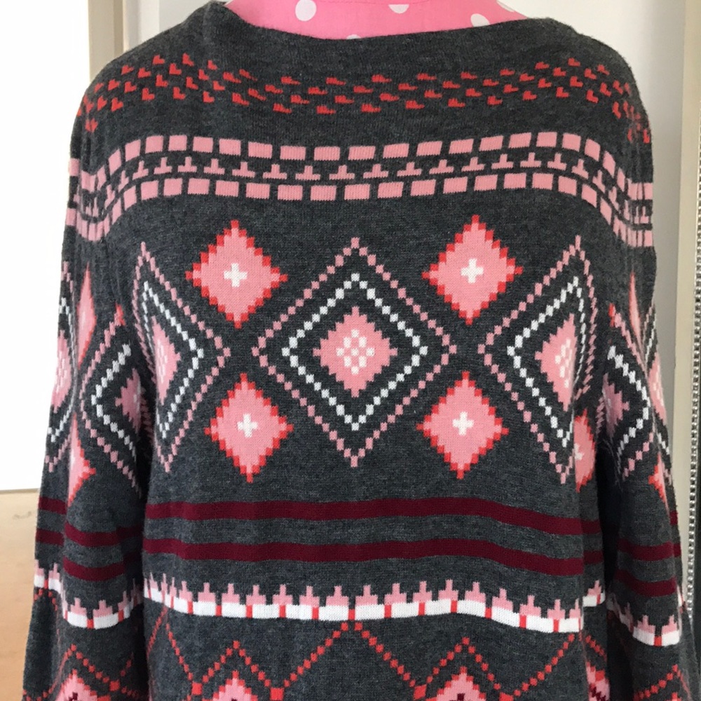 Vibrant patterned Talbots sweater LARGE petite NWT